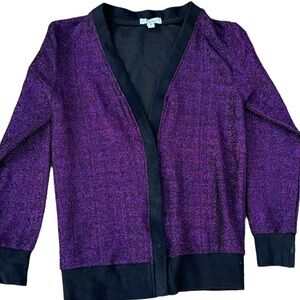 Frenchie girls youth shimmering purple b-neck cardigan size 10